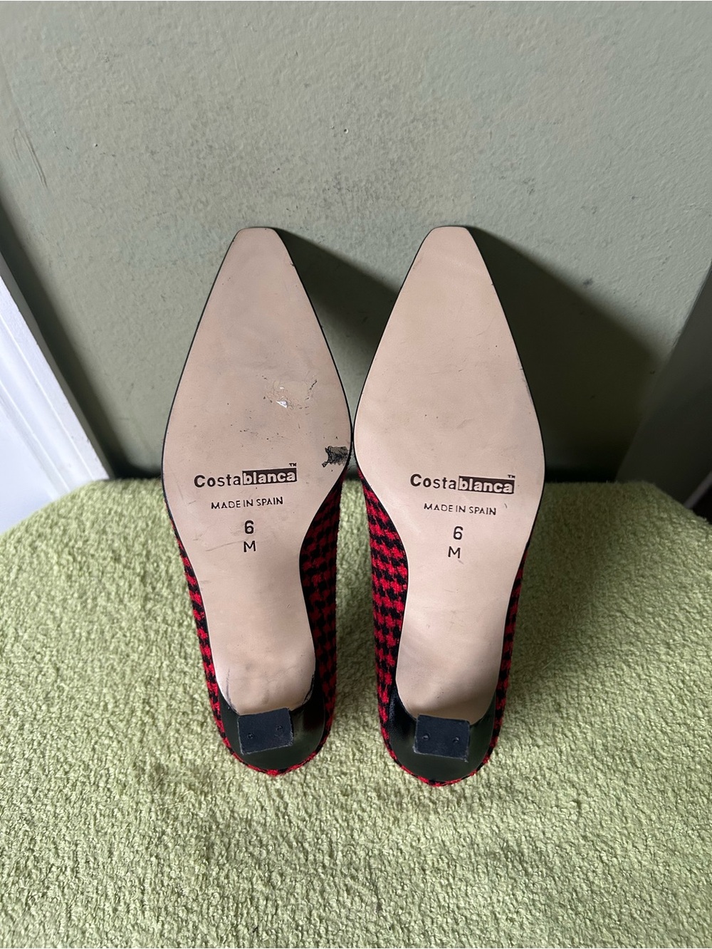 NWOB Costa Blanca Red & Black Houndstooth Pointed Pumps Sz 6 - Picture 12 of 12